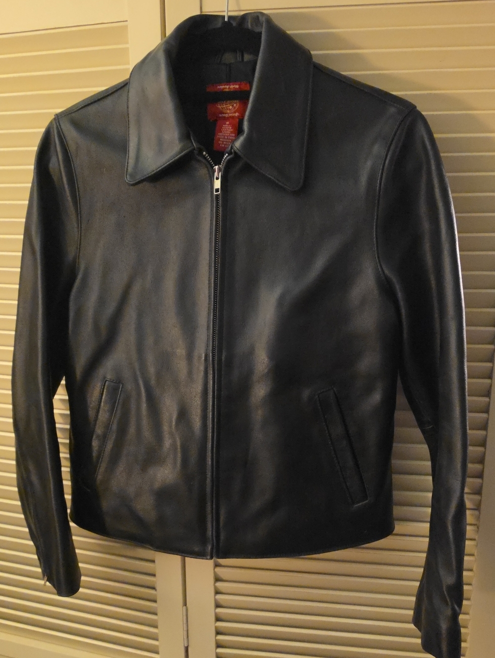 Rare Vintage Upside-down Label Black Leather Jacket Women's Medium